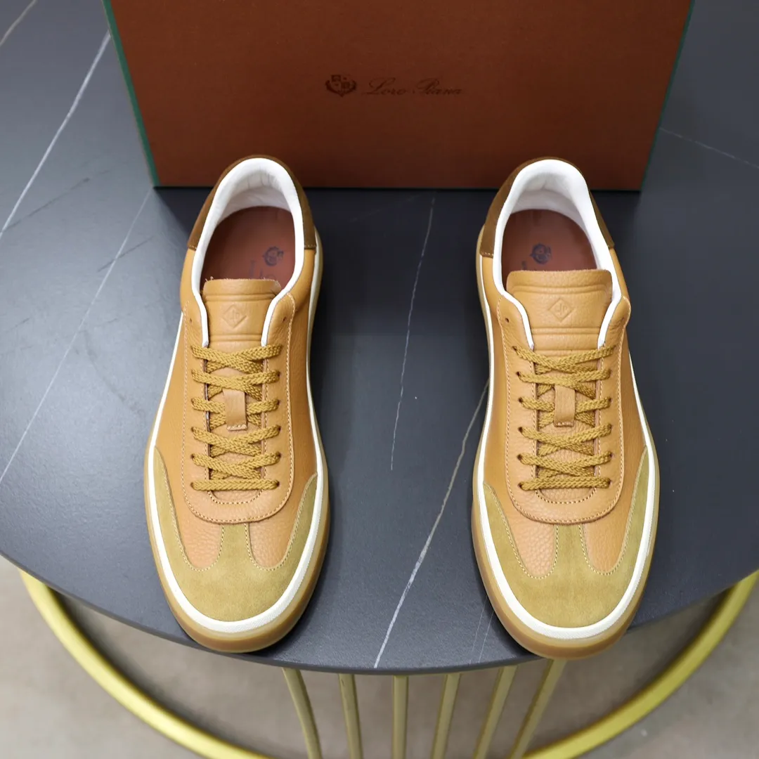 Men's Men's Shoes💰540💰••New Products•• LoroPian*_Noyo-Pianya New men's casual moral training sneakers, LP lace-up casual shoes!  Made of original imported soft cowhide and suede fabric, it highlights the sporty style. The heel is decorated with logo embossing and the original molding. The raw rubber translucent sole combined with the color welt adds a sense of modernity to the shoe. The shoe is overall refreshing and easy to match with style. It has a full cowhide lining for the feet. The original box packaging at the counter comes with wooden balls and a dust bag! Size: 38-44 (.45 customized)